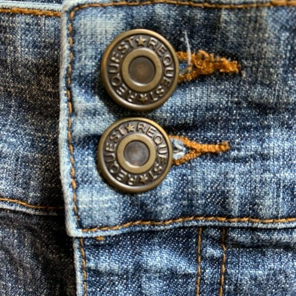 Vintage Request Boho Stretch Denim Mini Skirt Jean Size 11 Large - Picture 3 of 10